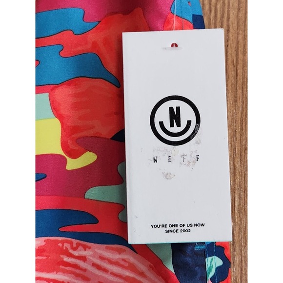 Neff NWT Thunder Tropic Unlined stretch Drawstring Waist Mens Swim Trunks Size L - Picture 8 of 10